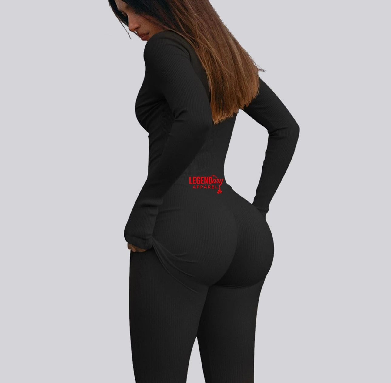 Jumpsuit (Black, red stitching)