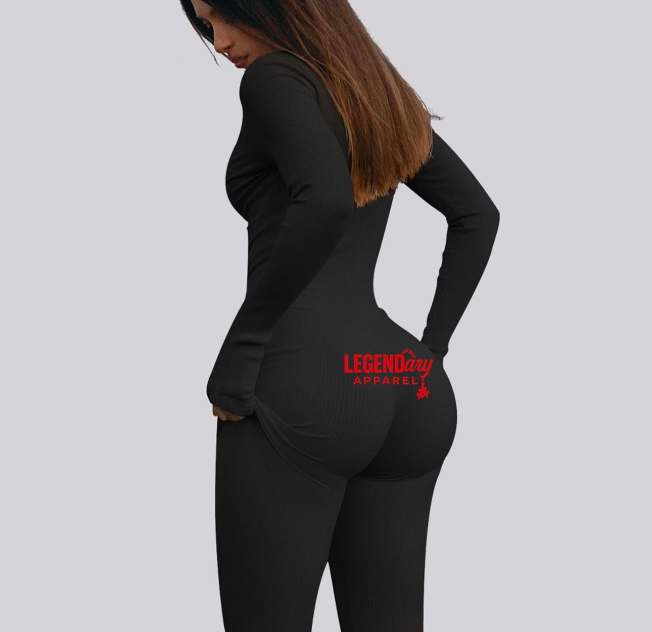 Jumpsuit (Black, red stitching)